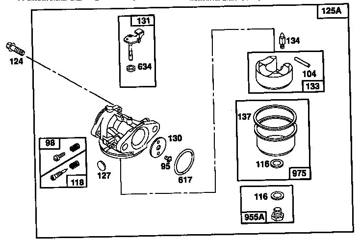 Carburetor 2 Diagram and Parts List for 124700-124799 7055 Briggs and Stratton Engine
